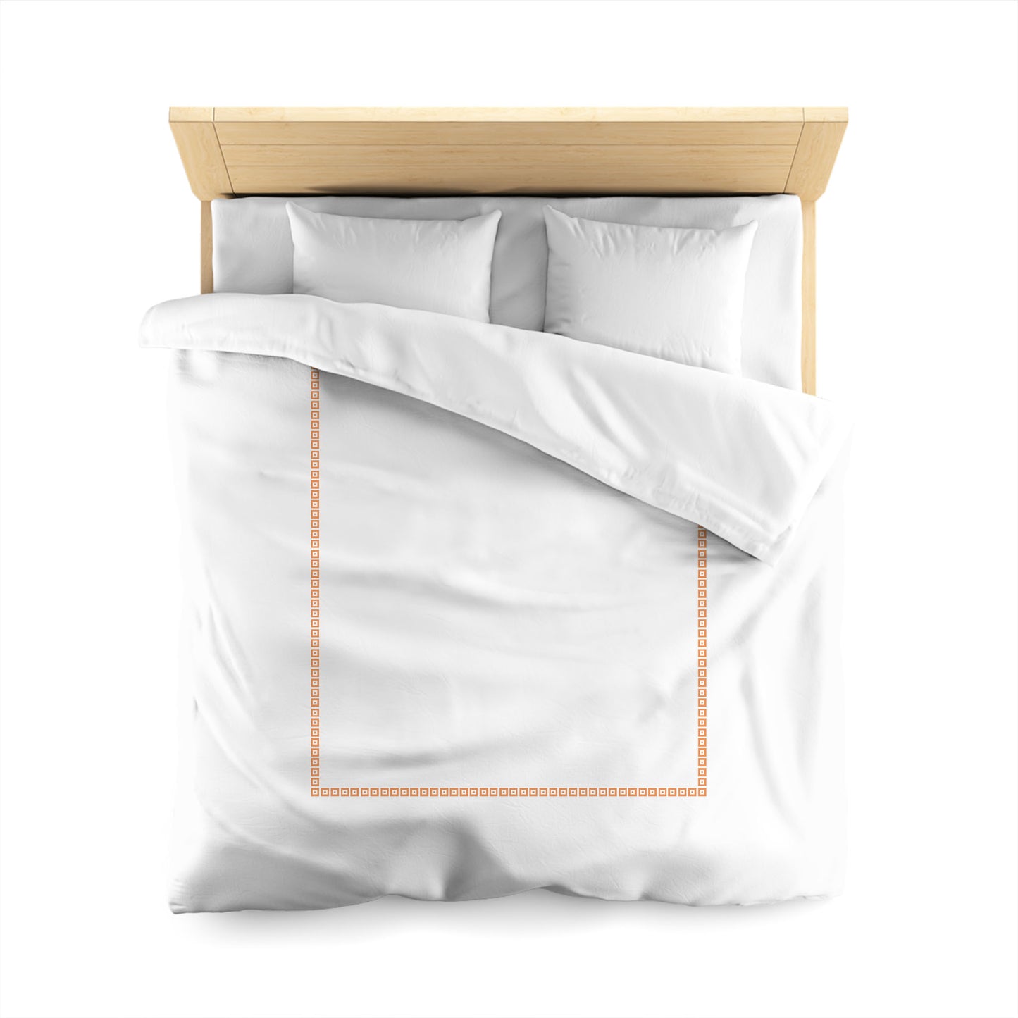 Off-white Cotton Sateen Duvet Cover, Orange Repeating Square Motif Print, Classic Border, CSDU-1181-121, Queen - 229 x 229 cm / 90 x 90 inches