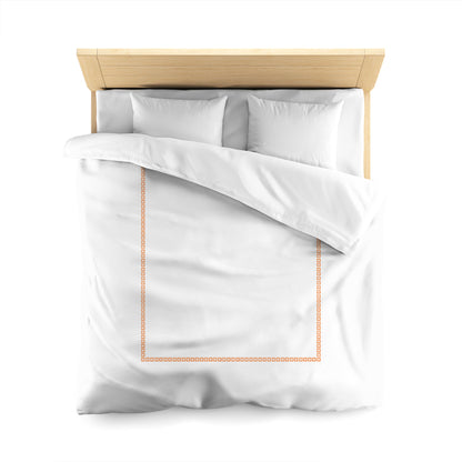 Off-white Cotton Sateen Duvet Cover, Orange Repeating Square Motif Print, Classic Border, CSDU-1181-121, Queen - 229 x 229 cm / 90 x 90 inches