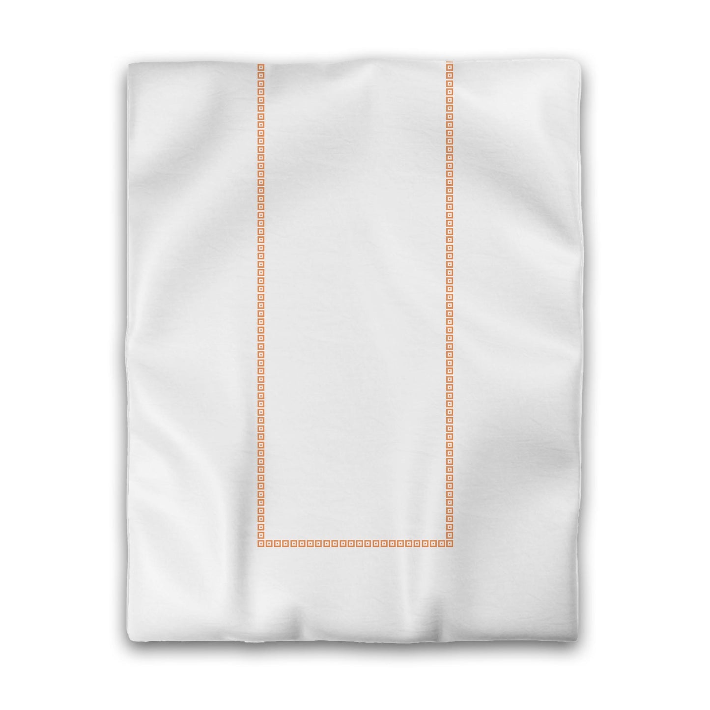 Off-white Cotton Sateen Duvet Cover, Orange Repeating Square Motif Print, Classic Border, CSDU-1181-121, Twin - 178 x 229 cm / 70 x 90 inches
