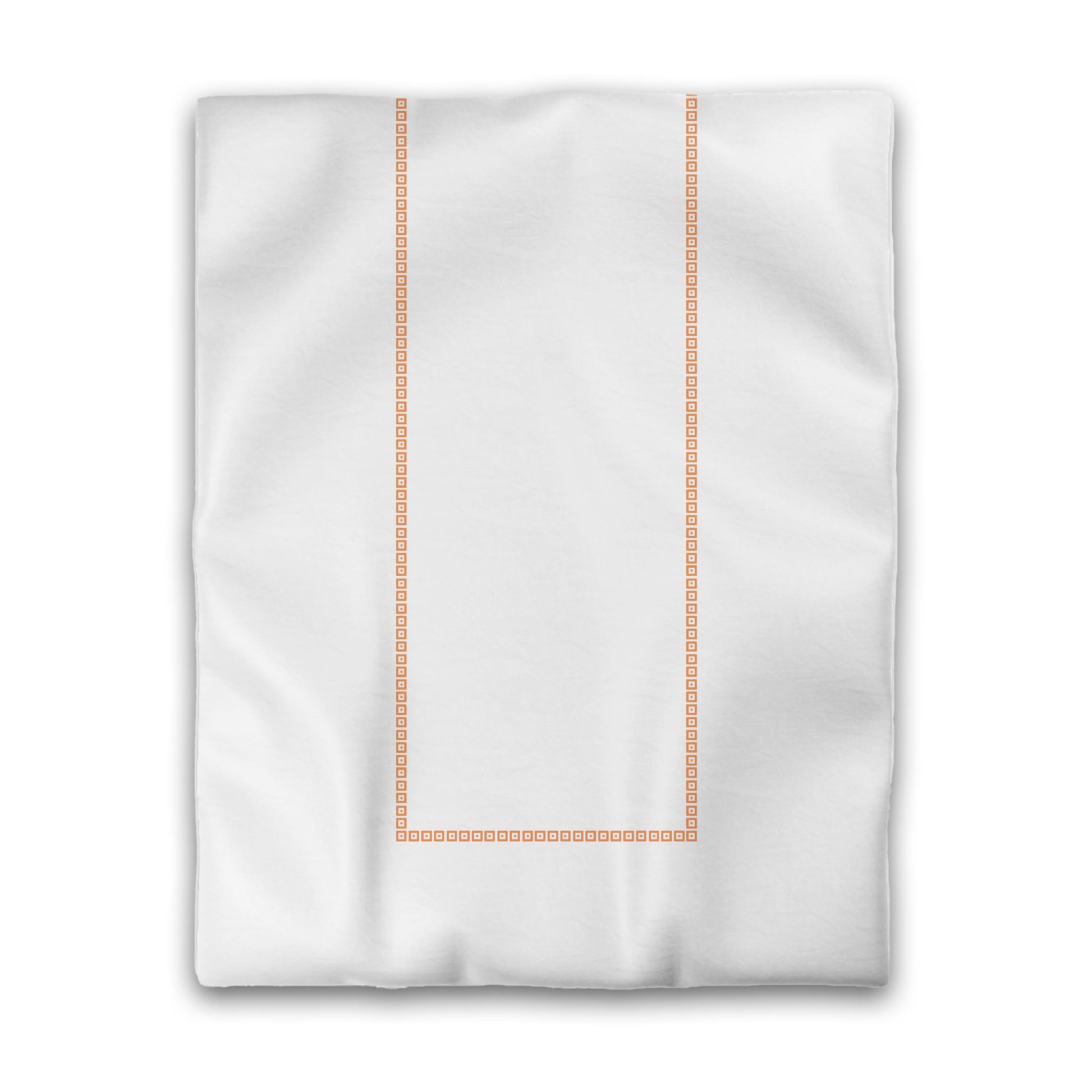 Off-white Cotton Sateen Duvet Cover, Orange Repeating Square Motif Print, Classic Border, CSDU-1181-121, Twin - 178 x 229 cm / 70 x 90 inches