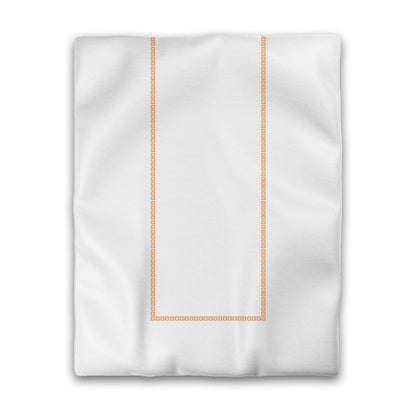 Off-white Cotton Sateen Duvet Cover, Orange Repeating Square Motif Print, Classic Border, CSDU-1181-121, Twin - 178 x 229 cm / 70 x 90 inches