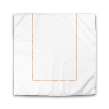 Off-white Cotton Sateen Duvet Cover, Orange Repeating Square Motif Print, Classic Border | CSDU-1181-121