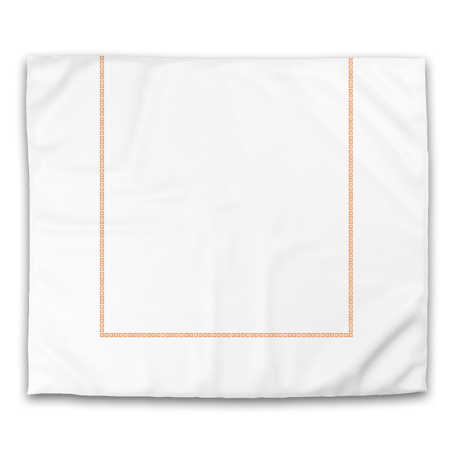 Off-white Cotton Sateen Duvet Cover, Orange Repeating Square Motif Print, Classic Border, CSDU-1181-121, King - 269 x  234 cm / 106 x 92 inches