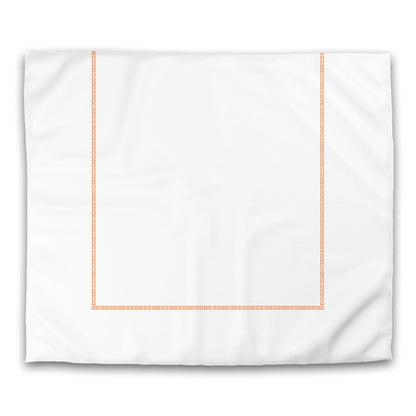 Off-white Cotton Sateen Duvet Cover, Orange Repeating Square Motif Print, Classic Border, CSDU-1181-121, King - 269 x  234 cm / 106 x 92 inches