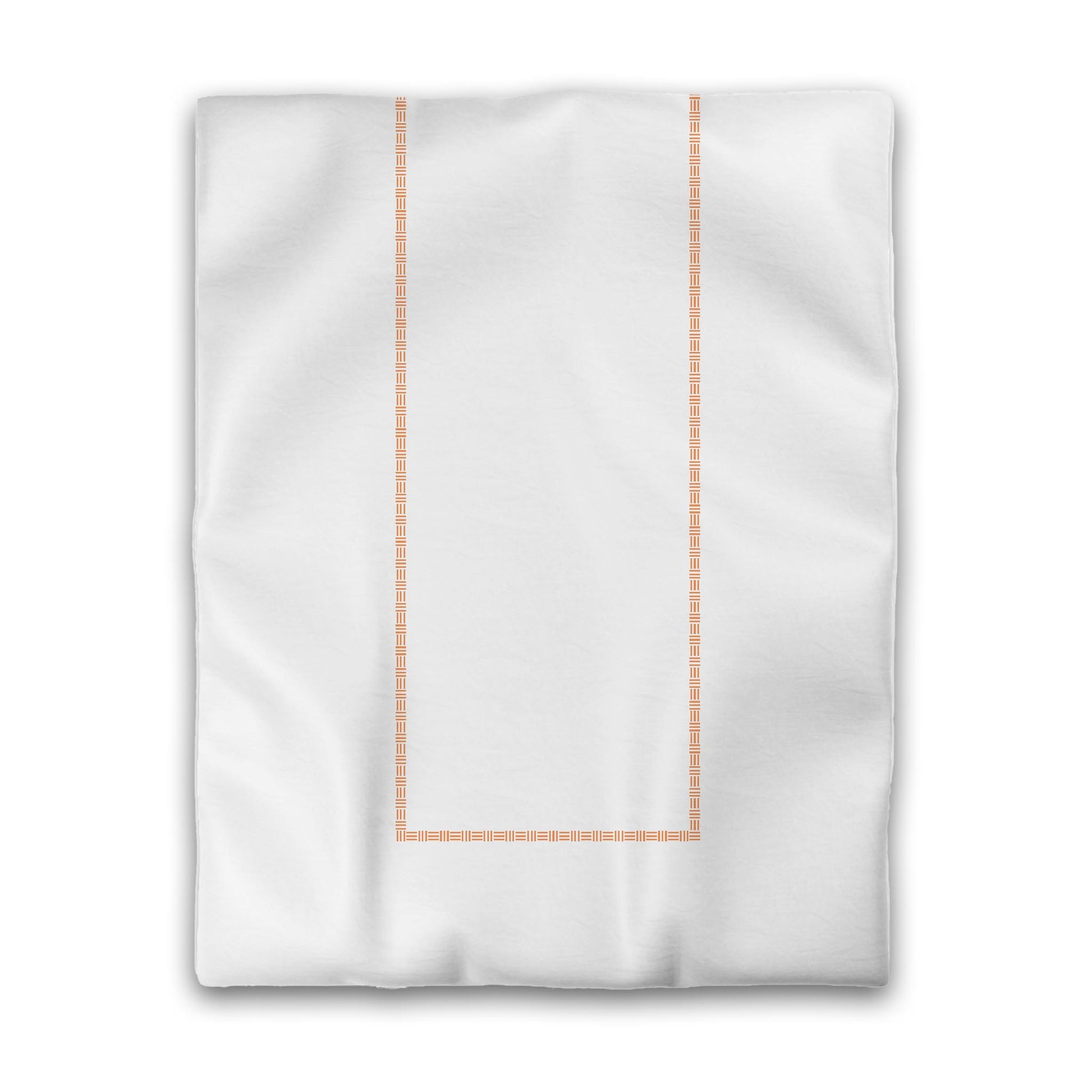 Off-white Cotton Sateen Duvet Cover, Orange Single Weave Motif Print, Classic Border, CSDU-1181-141, Twin - 178 x 229 cm / 70 x 90 inches