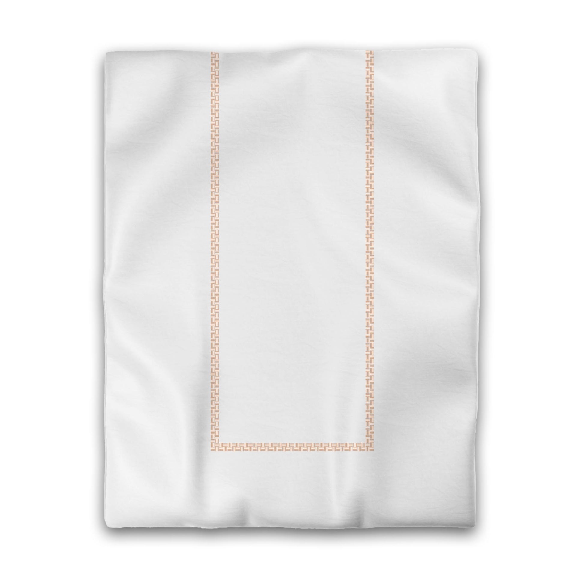 Off-white Cotton Sateen Duvet Cover, Orange Double Weave Motif Print, Classic Border, CSDU-1181-143, Twin - 178 x 229 cm / 70 x 90 inches