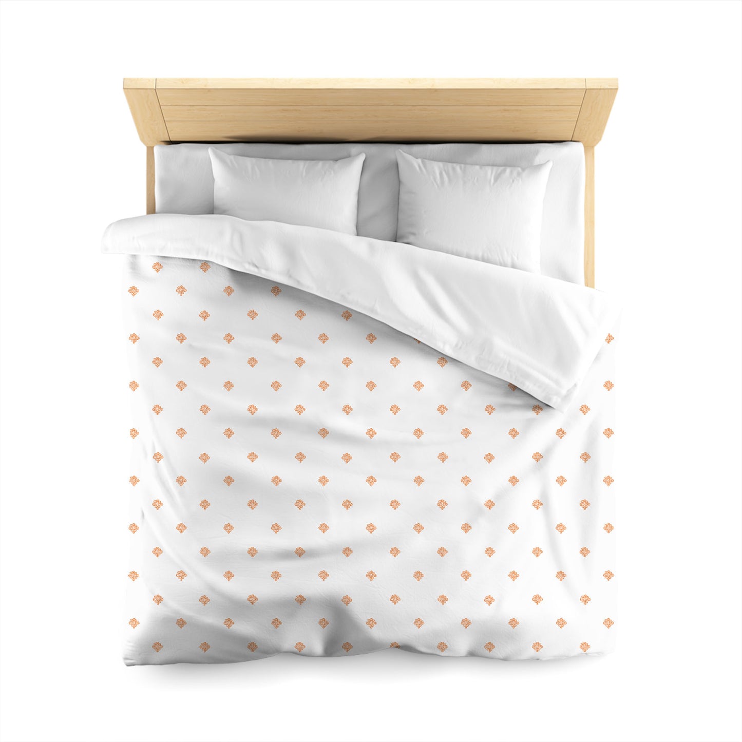 Off-white Cotton Sateen Duvet Cover, Orange Hand-painted Swizzle Motif Print, CSDU-1181-171, Queen - 229 x 229 cm / 90 x 90 inches