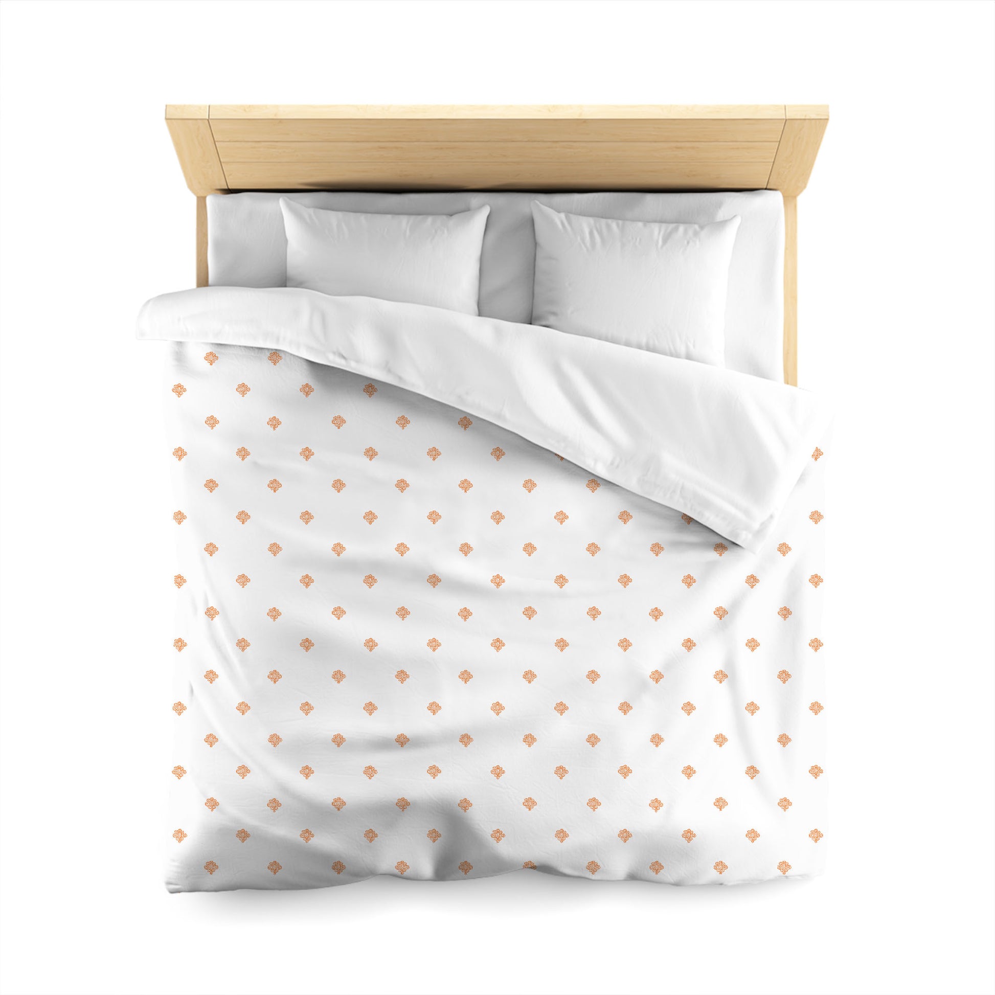 Off-white Cotton Sateen Duvet Cover, Orange Hand-painted Swizzle Motif Print, CSDU-1181-171, Queen - 229 x 229 cm / 90 x 90 inches