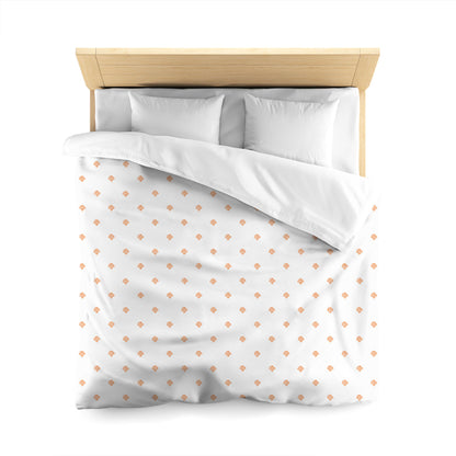 Off-white Cotton Sateen Duvet Cover, Orange Hand-painted Swizzle Motif Print, CSDU-1181-171, Queen - 229 x 229 cm / 90 x 90 inches