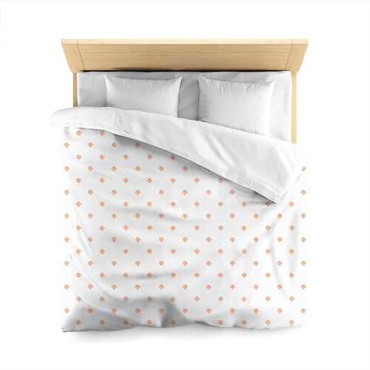 Off-white Cotton Sateen Duvet Cover, Orange Hand-painted Swizzle Motif Print, CSDU-1181-171, Queen - 229 x 229 cm / 90 x 90 inches