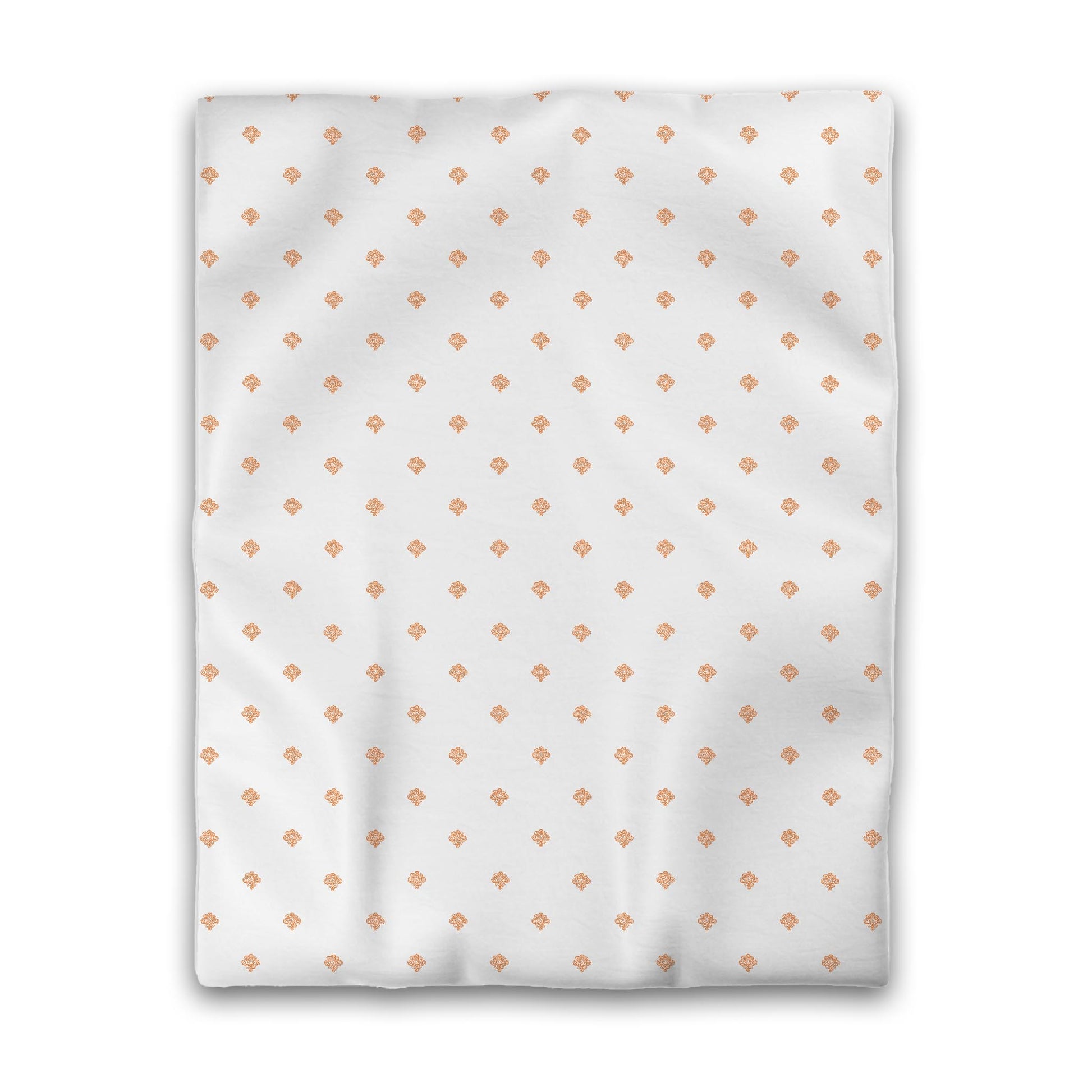 Off-white Cotton Sateen Duvet Cover, Orange Hand-painted Swizzle Motif Print, CSDU-1181-171, Twin - 178 x 229 cm / 70 x 90 inches