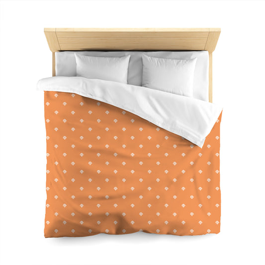 Orange Cotton Sateen Duvet Cover, Off-white Hand-painted Swizzle Motif Print, CSDU-1181-172, Queen - 229 x 229 cm / 90 x 90 inches