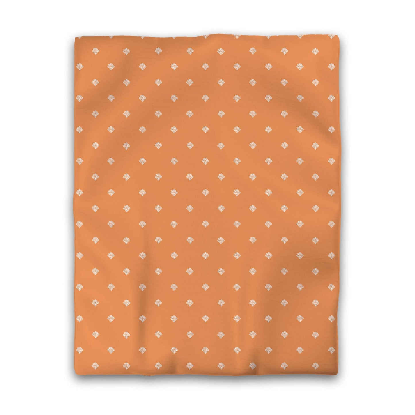Orange Cotton Sateen Duvet Cover, Off-white Hand-painted Swizzle Motif Print, CSDU-1181-172, Twin - 178 x 229 cm / 70 x 90 inches