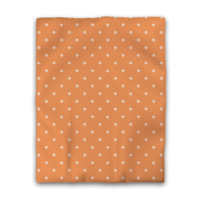 Orange Cotton Sateen Duvet Cover, Off-white Hand-painted Swizzle Motif Print, CSDU-1181-172, Twin - 178 x 229 cm / 70 x 90 inches