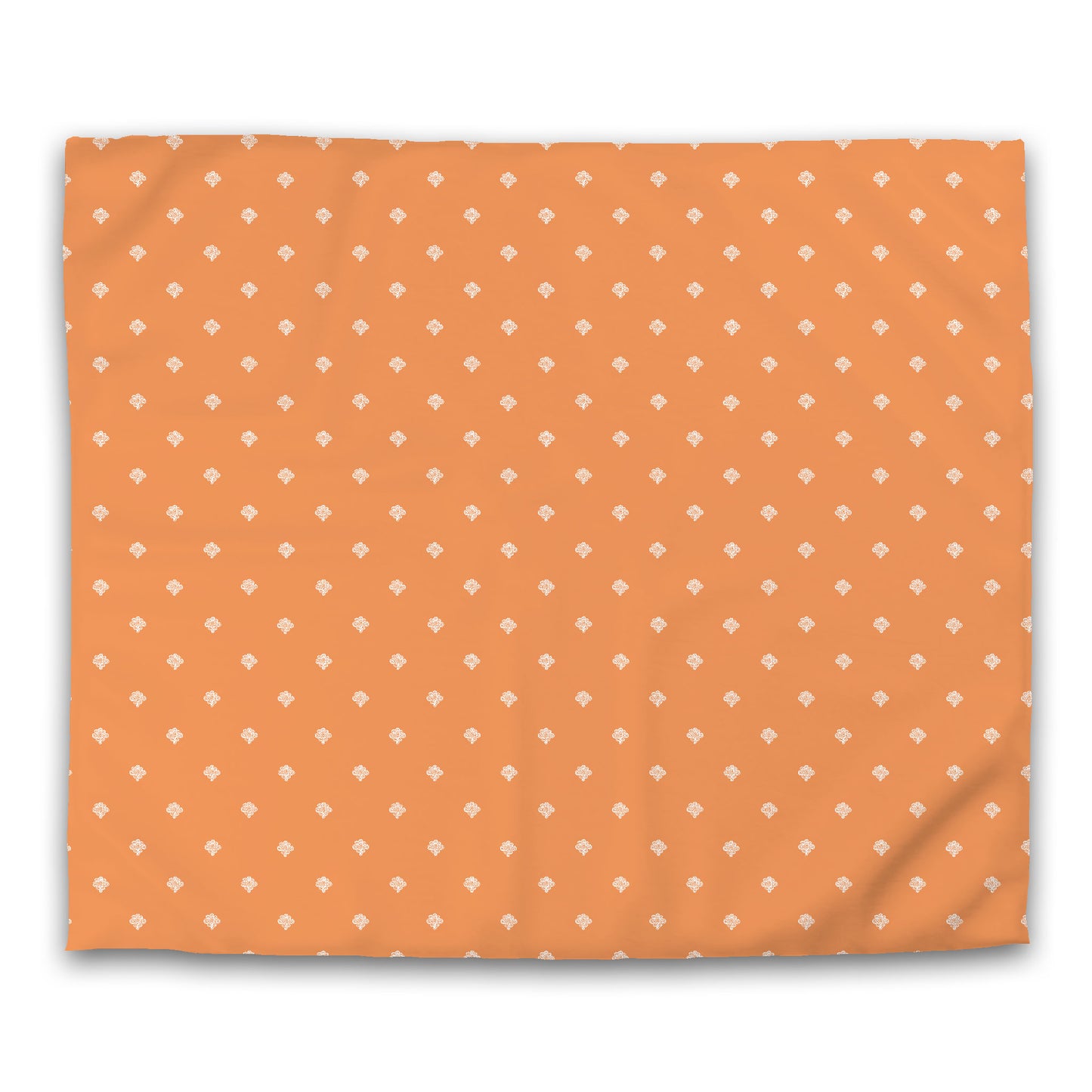 Orange Cotton Sateen Duvet Cover, Off-white Hand-painted Swizzle Motif Print, CSDU-1181-172, King - 269 x  234 cm / 106 x 92 inches