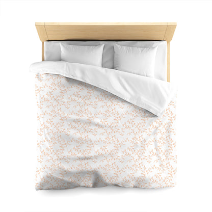 Off-white Cotton Sateen Duvet Cover, Orange Hand-painted Vine Print, CSDU-1181-181, Queen - 229 x 229 cm / 90 x 90 inches