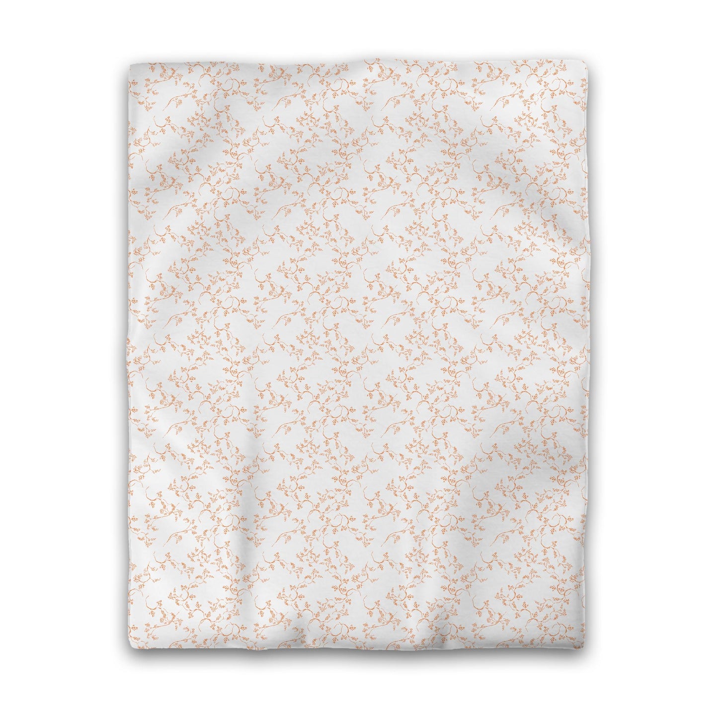 Off-white Cotton Sateen Duvet Cover, Orange Hand-painted Vine Print, CSDU-1181-181, Twin - 178 x 229 cm / 70 x 90 inches