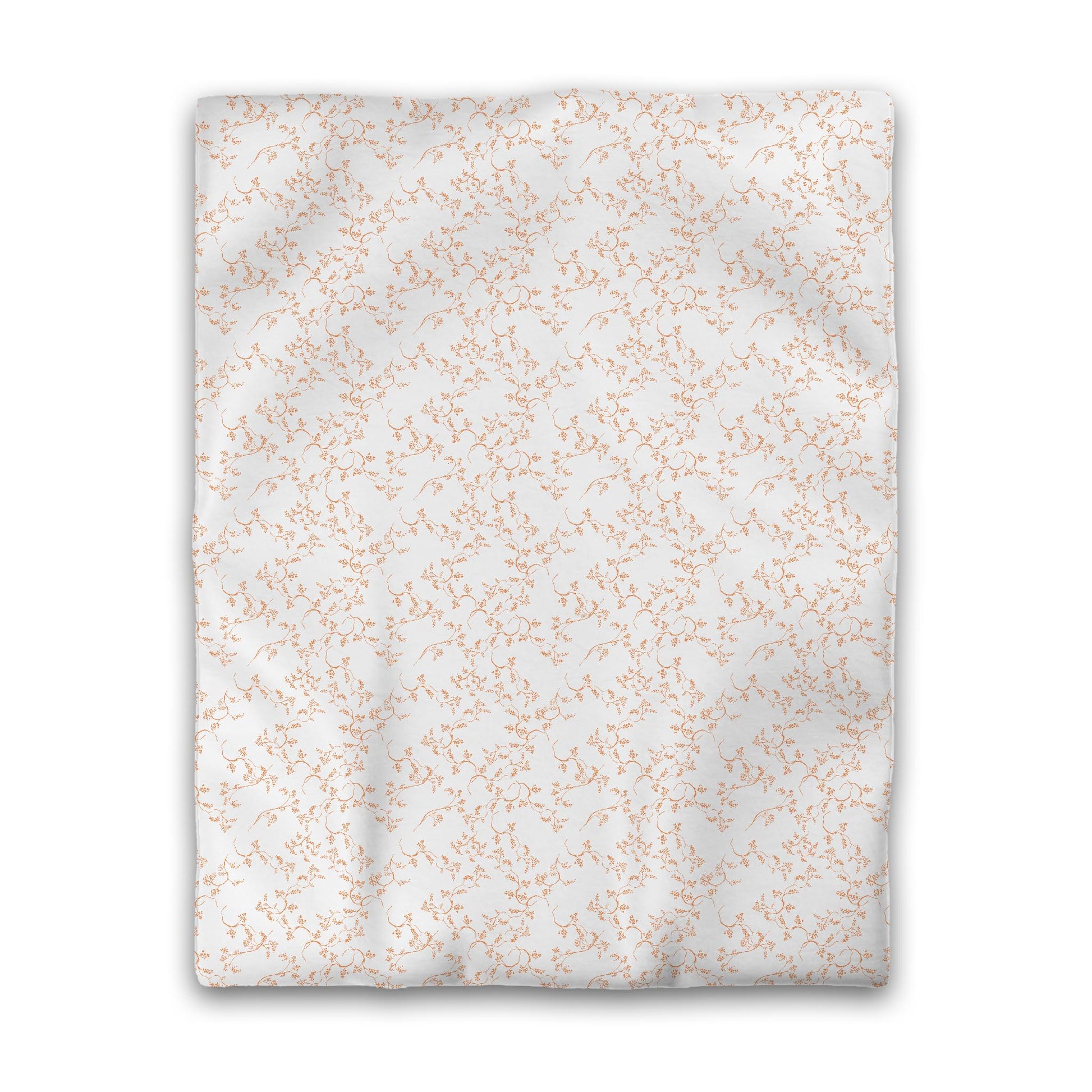 Off-white Cotton Sateen Duvet Cover, Orange Hand-painted Vine Print, CSDU-1181-181, Twin - 178 x 229 cm / 70 x 90 inches