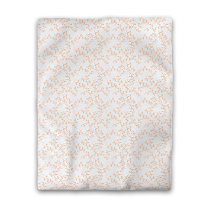 Off-white Cotton Sateen Duvet Cover, Orange Hand-painted Vine Print, CSDU-1181-181, Twin - 178 x 229 cm / 70 x 90 inches
