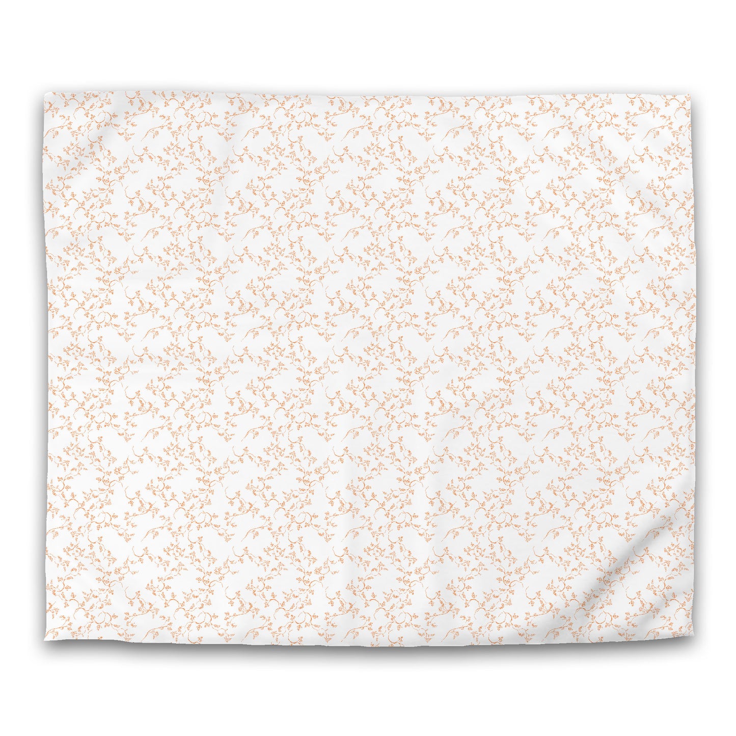 Off-white Cotton Sateen Duvet Cover, Orange Hand-painted Vine Print, CSDU-1181-181, King - 269 x  234 cm / 106 x 92 inches