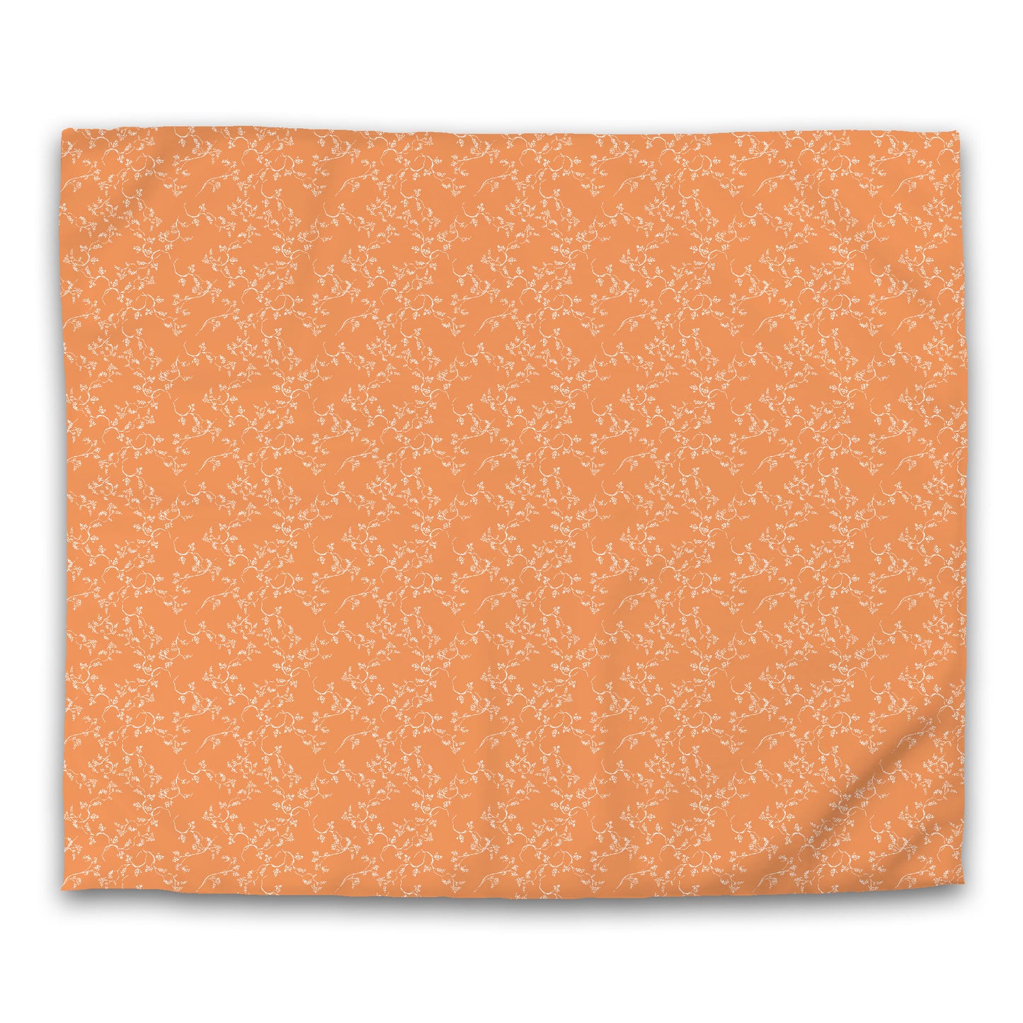 Orange Cotton Sateen Duvet Cover, Off-white Hand-painted Vine Print, CSDU-1181-182, King - 269 x  234 cm / 106 x 92 inches