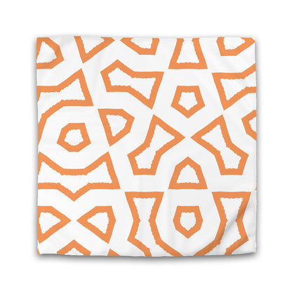 Off-white Cotton Sateen Duvet Cover, Bold Orange Graphic | CSDU-1181-391