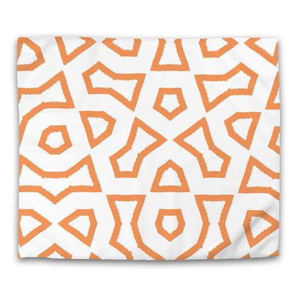 Off-white Cotton Sateen Duvet Cover, Bold Orange Graphic, CSDU-1181-391, King - 269 x  234 cm / 106 x 92 inches