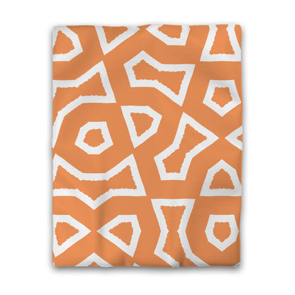 Orange Cotton Sateen Duvet Cover, Bold Off-white Graphic, CSDU-1181-392, Twin - 178 x 229 cm / 70 x 90 inches