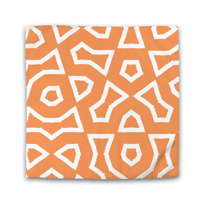 Orange Cotton Sateen Duvet Cover, Bold Off-white Graphic | CSDU-1181-392