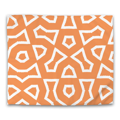 Orange Cotton Sateen Duvet Cover, Bold Off-white Graphic, CSDU-1181-392, King - 269 x  234 cm / 106 x 92 inches