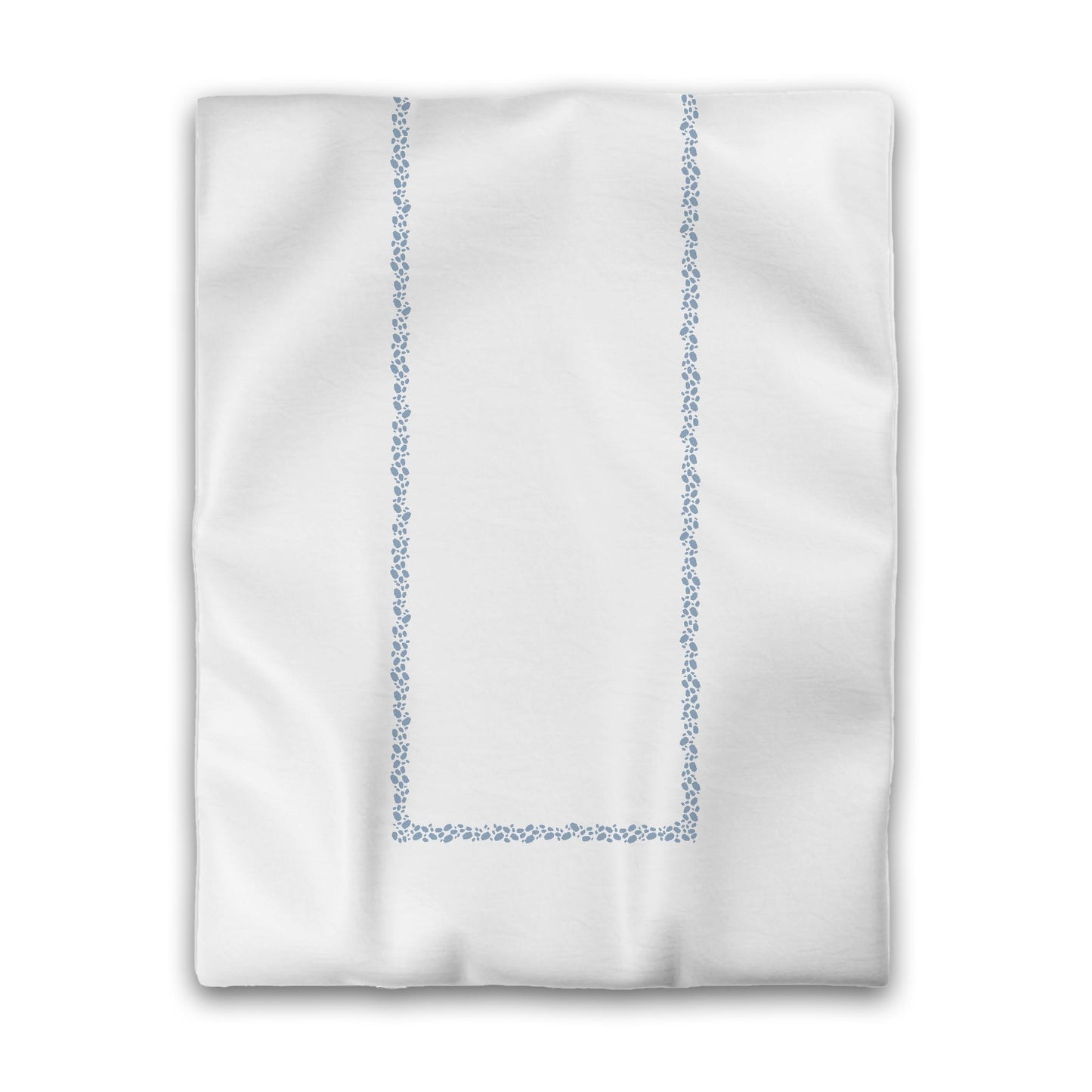 Off-white Cotton Sateen Duvet Cover, Blue Hand-painted Dab Motif Print, Classic Border, CSDU-1231-091, Twin - 178 x 229 cm / 70 x 90 inches