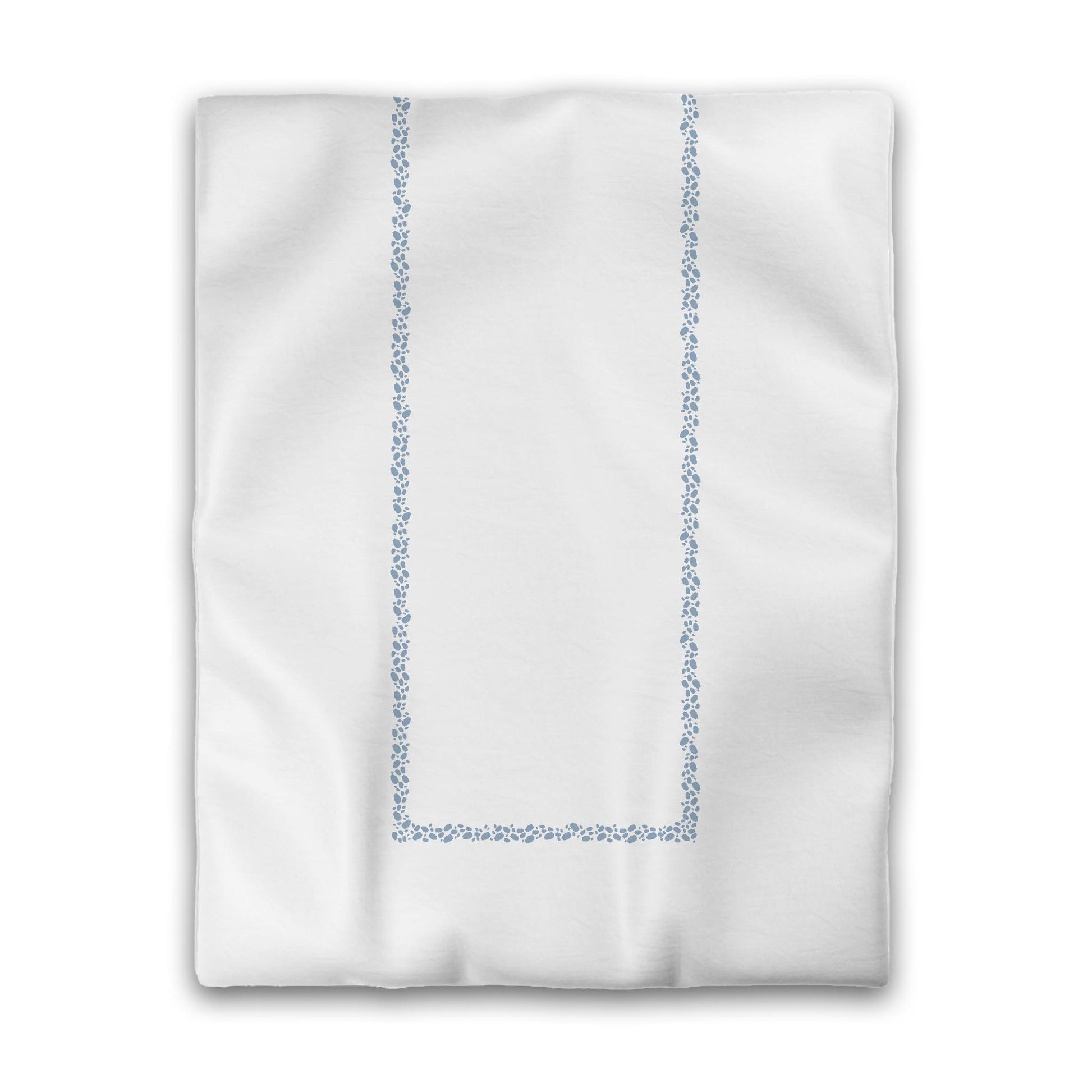 Off-white Cotton Sateen Duvet Cover, Blue Hand-painted Dab Motif Print, Classic Border, CSDU-1231-091, Twin - 178 x 229 cm / 70 x 90 inches