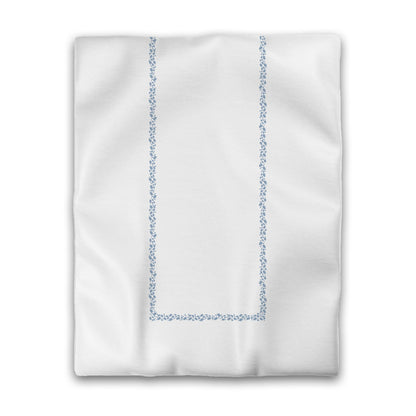 Off-white Cotton Sateen Duvet Cover, Blue Hand-painted Dab Motif Print, Classic Border, CSDU-1231-091, Twin - 178 x 229 cm / 70 x 90 inches