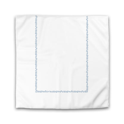 Off-white Cotton Sateen Duvet Cover, Blue Hand-painted Dab Motif Print, Classic Border | CSDU-1231-091
