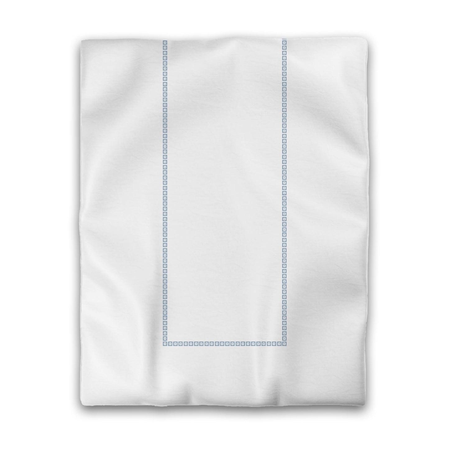 Off-white Cotton Sateen Duvet Cover, Blue Repeating Square Motif Print, Classic Border, CSDU-1231-121, Twin - 178 x 229 cm / 70 x 90 inches