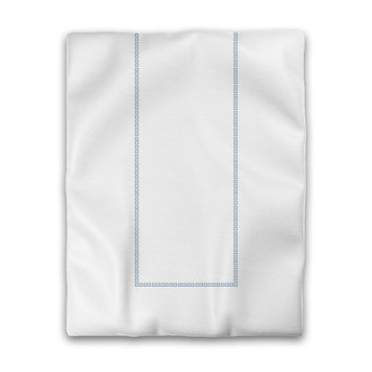 Off-white Cotton Sateen Duvet Cover, Blue Repeating Square Motif Print, Classic Border, CSDU-1231-121, Twin - 178 x 229 cm / 70 x 90 inches