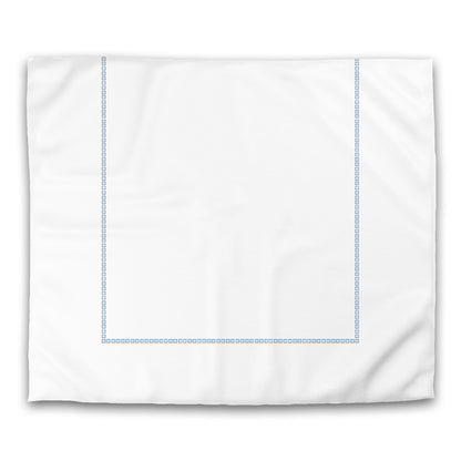 Off-white Cotton Sateen Duvet Cover, Blue Repeating Square Motif Print, Classic Border, CSDU-1231-121, King - 269 x  234 cm / 106 x 92 inches