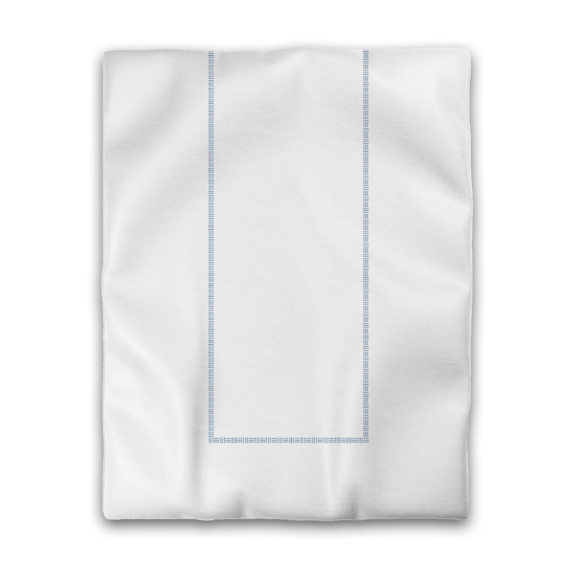 Off-white Cotton Sateen Duvet Cover, Blue Single Weave Motif Print, Classic Border, CSDU-1231-141, Twin - 178 x 229 cm / 70 x 90 inches
