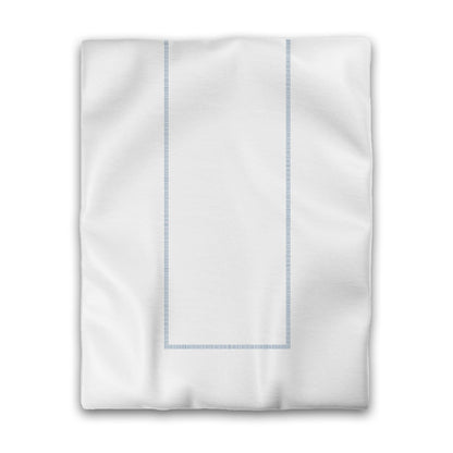 Off-white Cotton Sateen Duvet Cover, Blue Single Weave Motif Print, Classic Border, CSDU-1231-141, Twin - 178 x 229 cm / 70 x 90 inches