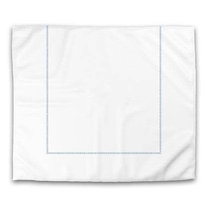 Off-white Cotton Sateen Duvet Cover, Blue Single Weave Motif Print, Classic Border, CSDU-1231-141, King - 269 x  234 cm / 106 x 92 inches
