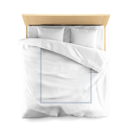 Off-white Cotton Sateen Duvet Cover, Blue Double Weave Motif Print, Classic Border, CSDU-1231-143, Queen - 229 x 229 cm / 90 x 90 inches