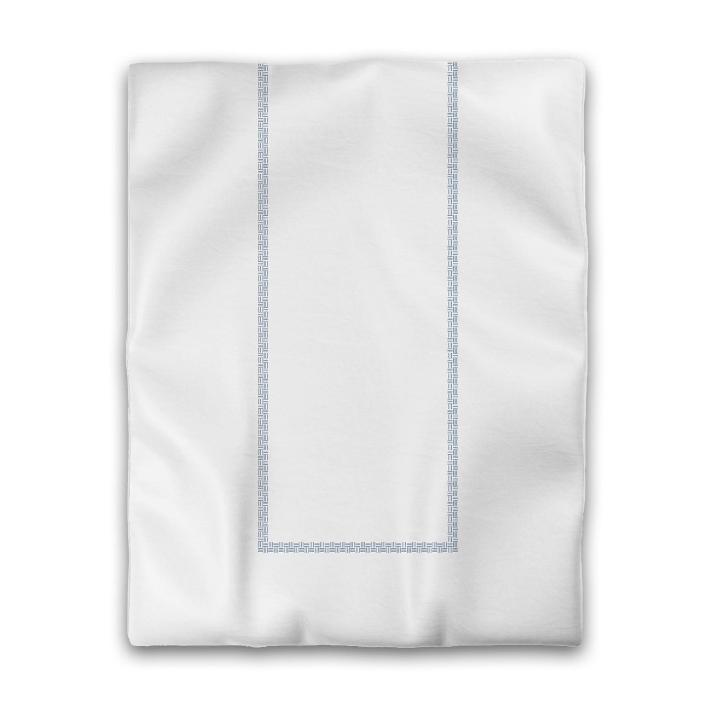 Off-white Cotton Sateen Duvet Cover, Blue Double Weave Motif Print, Classic Border, CSDU-1231-143, Twin - 178 x 229 cm / 70 x 90 inches