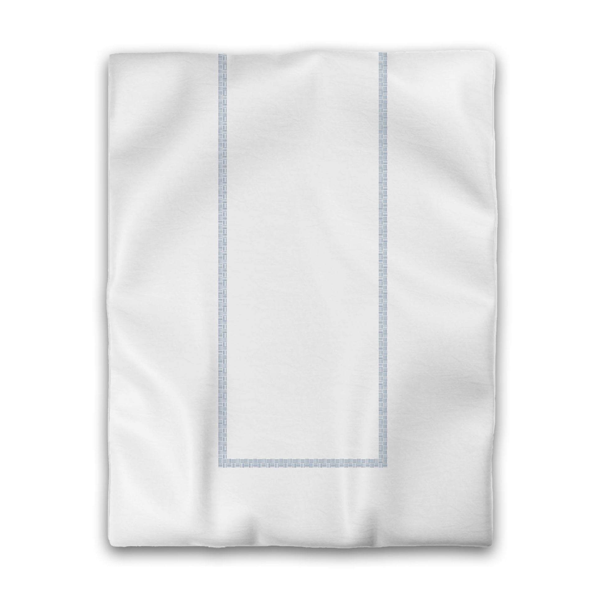 Off-white Cotton Sateen Duvet Cover, Blue Double Weave Motif Print, Classic Border, CSDU-1231-143, Twin - 178 x 229 cm / 70 x 90 inches