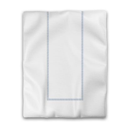 Off-white Cotton Sateen Duvet Cover, Blue Double Weave Motif Print, Classic Border, CSDU-1231-143, Twin - 178 x 229 cm / 70 x 90 inches
