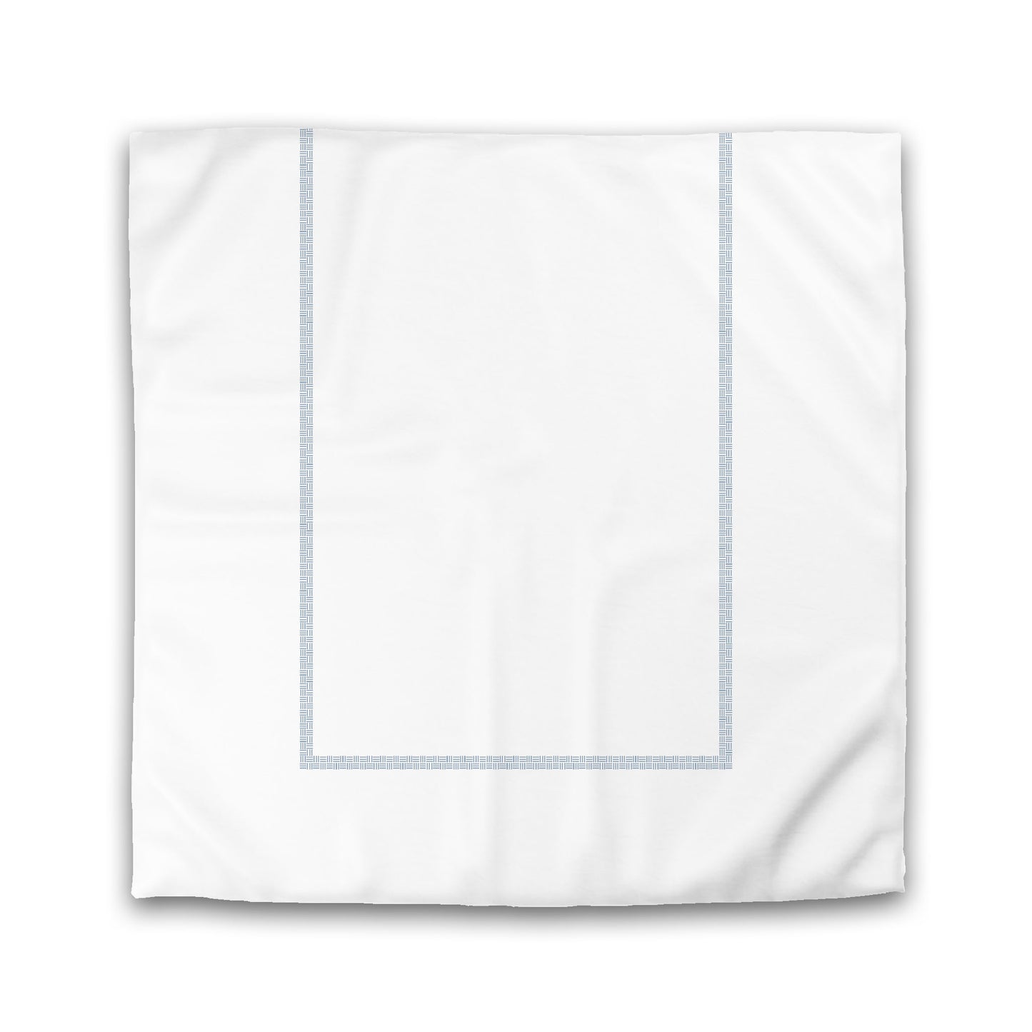 Off-white Cotton Sateen Duvet Cover, Blue Double Weave Motif Print, Classic Border | CSDU-1231-143