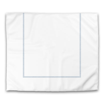 Off-white Cotton Sateen Duvet Cover, Blue Double Weave Motif Print, Classic Border, CSDU-1231-143, King - 269 x  234 cm / 106 x 92 inches