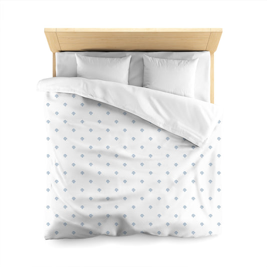 Off-white Cotton Sateen Duvet Cover, Blue Hand-painted Swizzle Motif Print, CSDU-1231-171, Queen - 229 x 229 cm / 90 x 90 inches