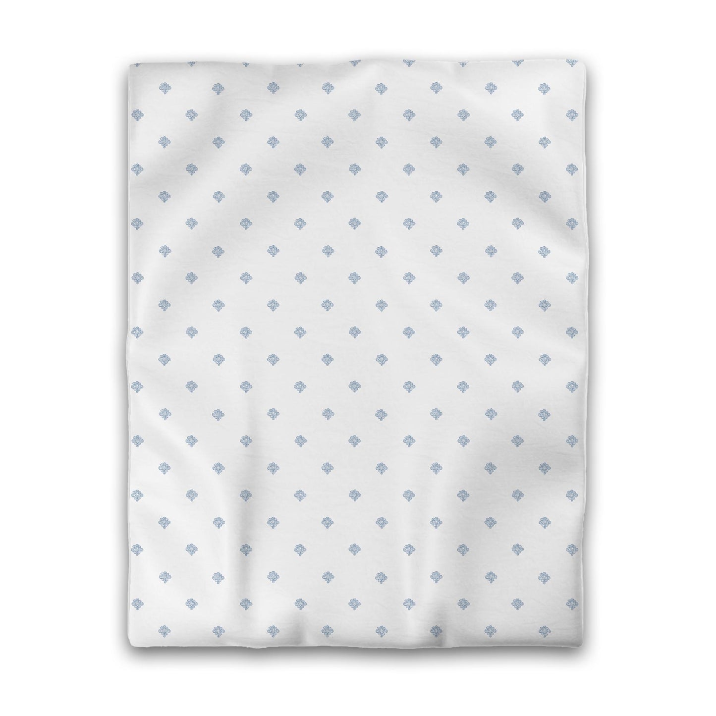 Off-white Cotton Sateen Duvet Cover, Blue Hand-painted Swizzle Motif Print, CSDU-1231-171, Twin - 178 x 229 cm / 70 x 90 inches
