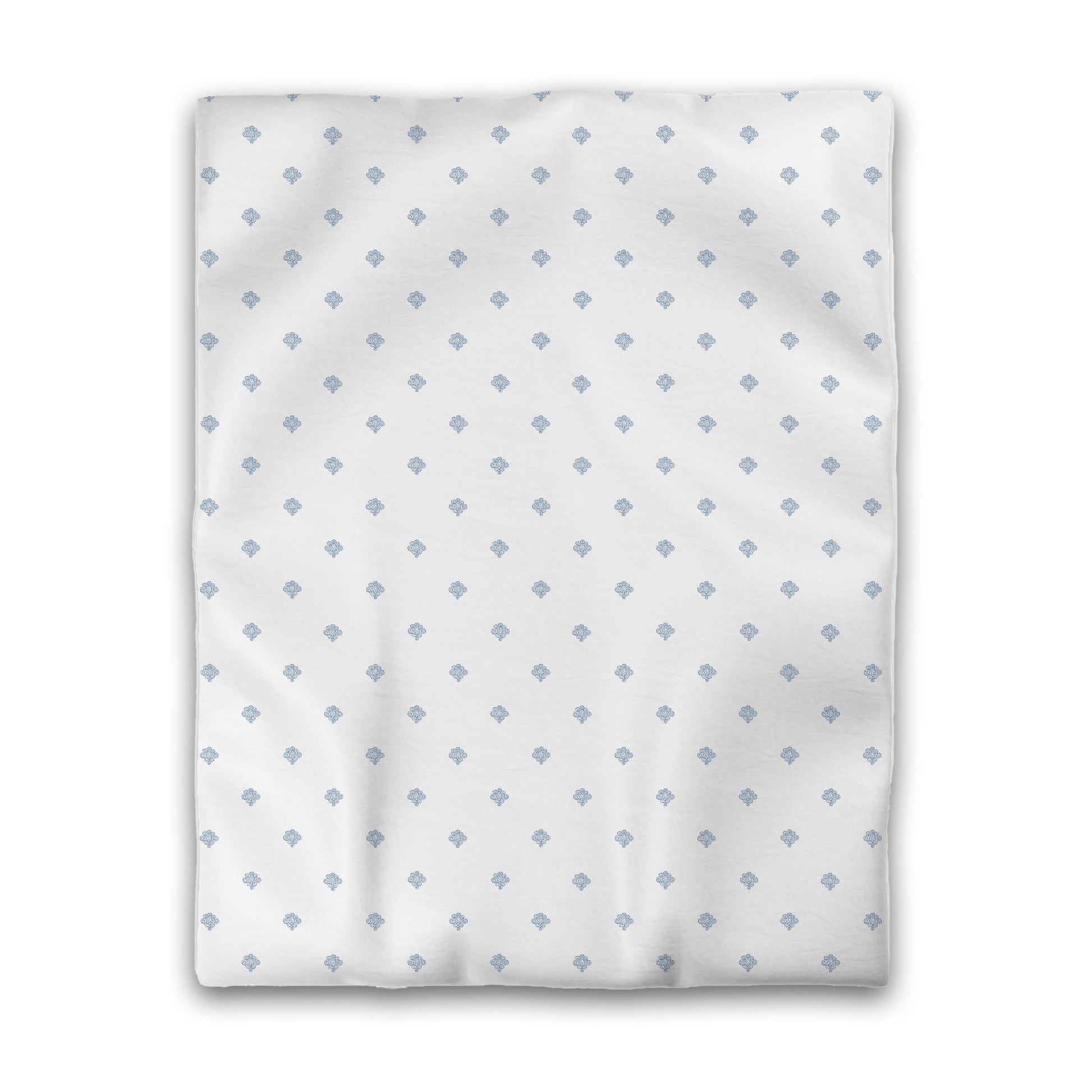 Off-white Cotton Sateen Duvet Cover, Blue Hand-painted Swizzle Motif Print, CSDU-1231-171, Twin - 178 x 229 cm / 70 x 90 inches