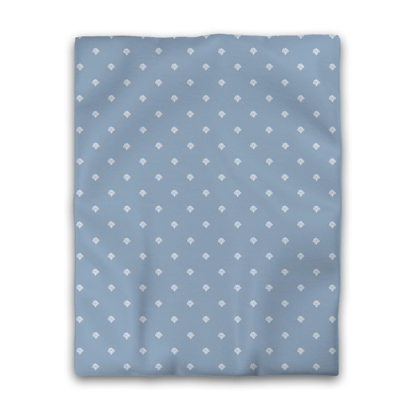Blue Cotton Sateen Duvet Cover, Off-white Hand-painted Swizzle Motif Print, CSDU-1231-172, Twin - 178 x 229 cm / 70 x 90 inches
